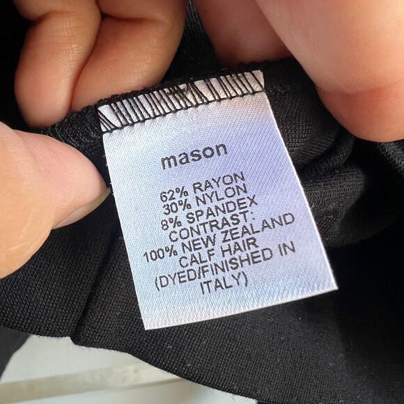 Mason Black Leopard Calf Hair Stripe Crew Neck Sweater - Picture 5 of 6